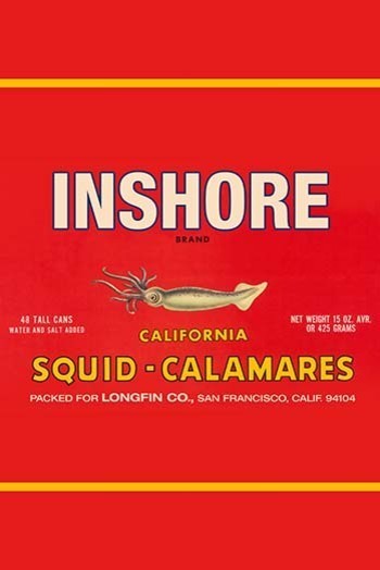 Inshore Brand Squid - Calamares - Canvas Poster 20" x 30"