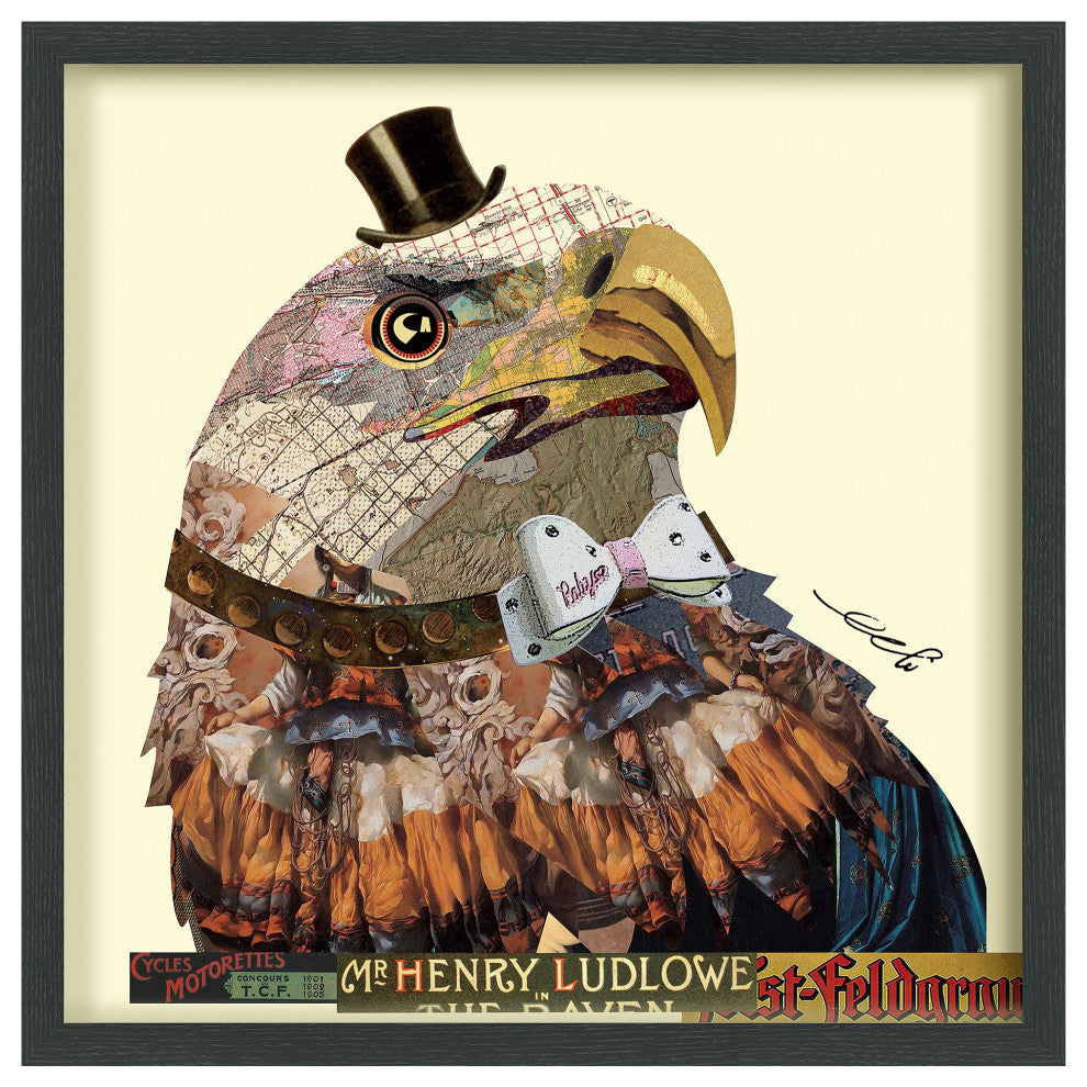 American Eagle Dimensional Handmade Collage Wall Art Framed Under Glass