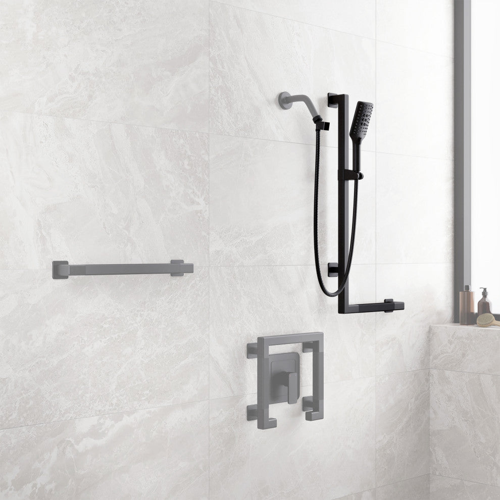 Seville Slide Bar With Handshower, 2.5 GPM, Matte Black, Left