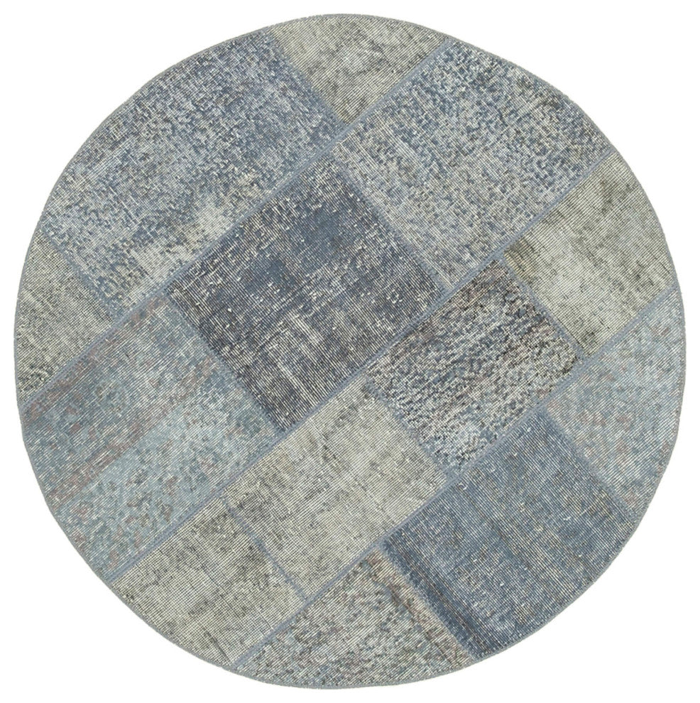 Rug N Carpet - Handwoven Oriental 4' 6" x 4' 6" Vintage Round Patchwork Rug