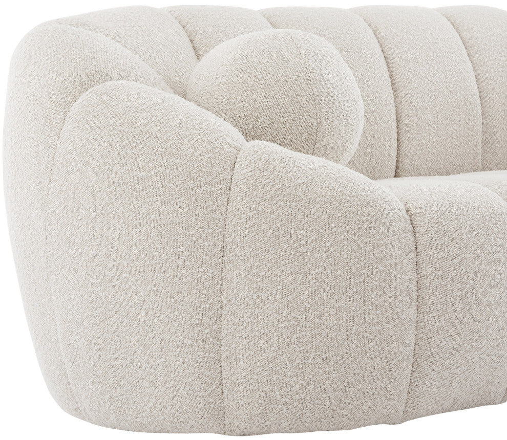 Elijah Boucle Fabric Upholstered Sofa, Cream