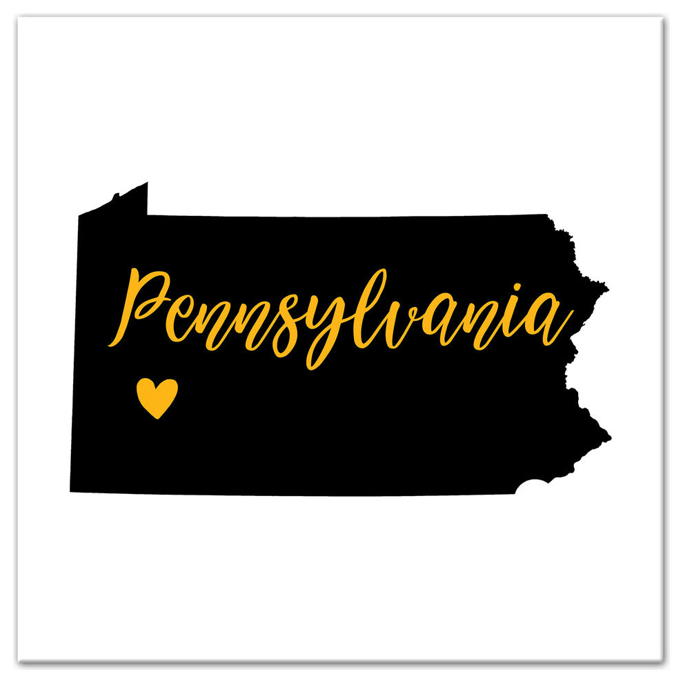 Black and Yellow Pennsylvania Pride 16x16 Canvas Wall Art