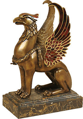 Brulee Finished Brass Griffin Figurine With Pen Shell Inlay
