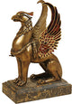 Brulee Finished Brass Griffin Figurine With Pen Shell Inlay