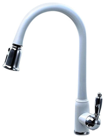 Nola Brass Deck Mounted White Single Handle Kitchen Faucet