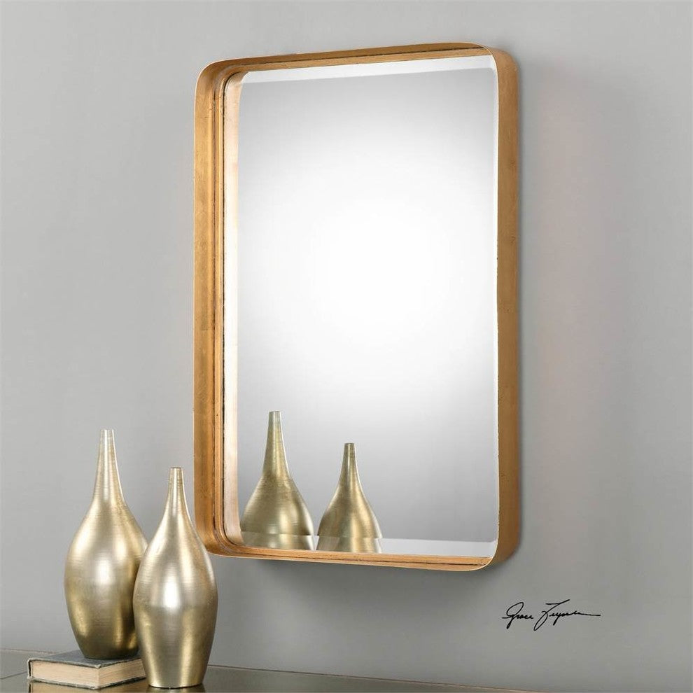 Classic Contemporary Gold Metal Wall Mirror