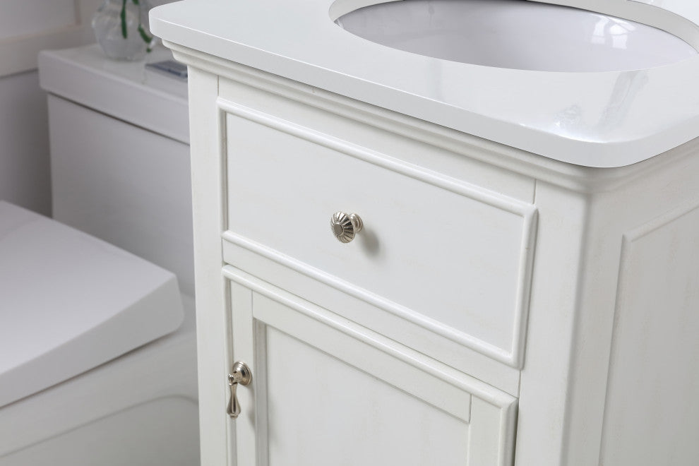 Bathroom Vanity, Antique White, 19"