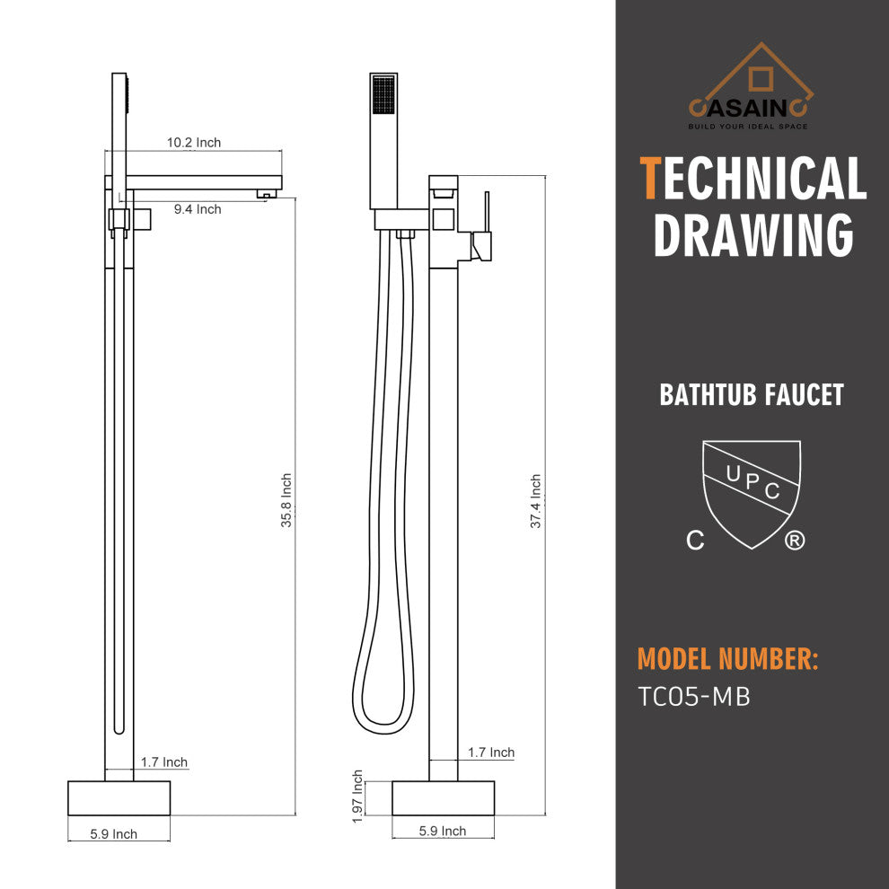 Bathroom Tub Filler with Hand Shower in Brushed Nickel and More, Matte Black