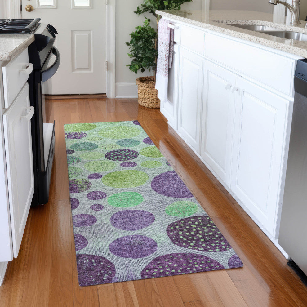 Machine Washable Indoor/Outdoor Chantille ACN1899 Purple 2'3" x 7'6" Runner Rug