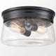 Fiesole Matte Black Flush Mount Ceiling Light With Seeded Glass Shade