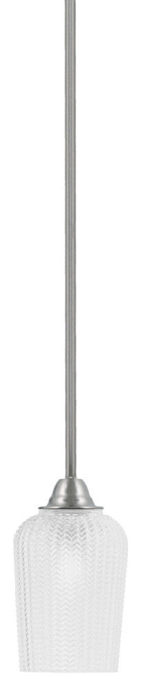 Paramount 1-Light Mini Pendant, Brushed Nickel, 5" Clear Textured Glass