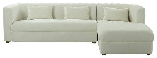 Callie Cream Velvet Sectional, RAF, Cream