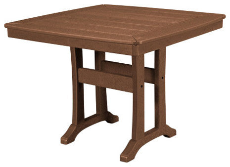 Polywood Nautical Trestle 37" Dining Table, Teak