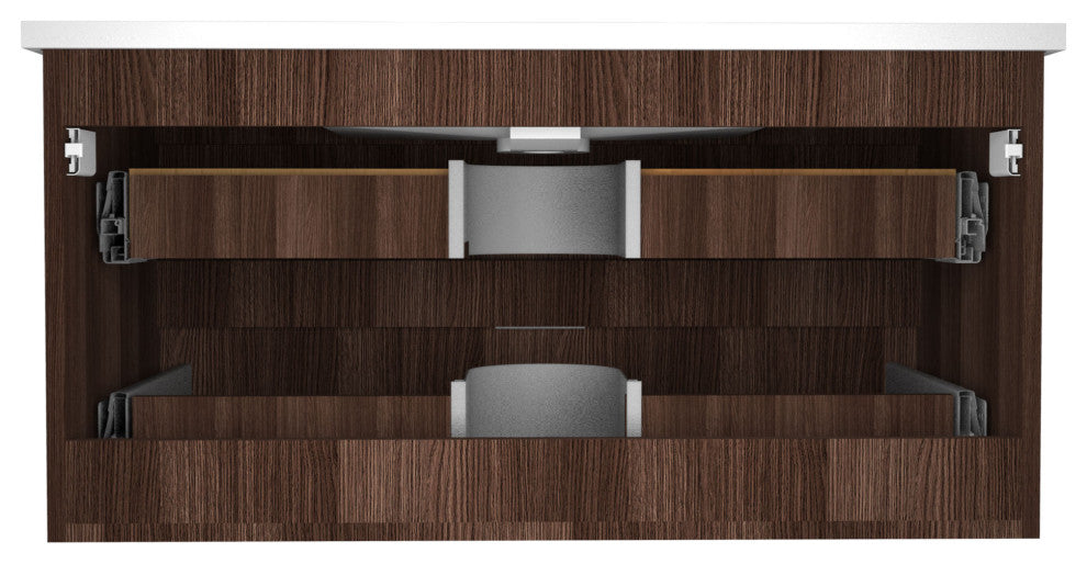 Conques 39" Wall Mount Bathroom Vanity Set, Dark Brown