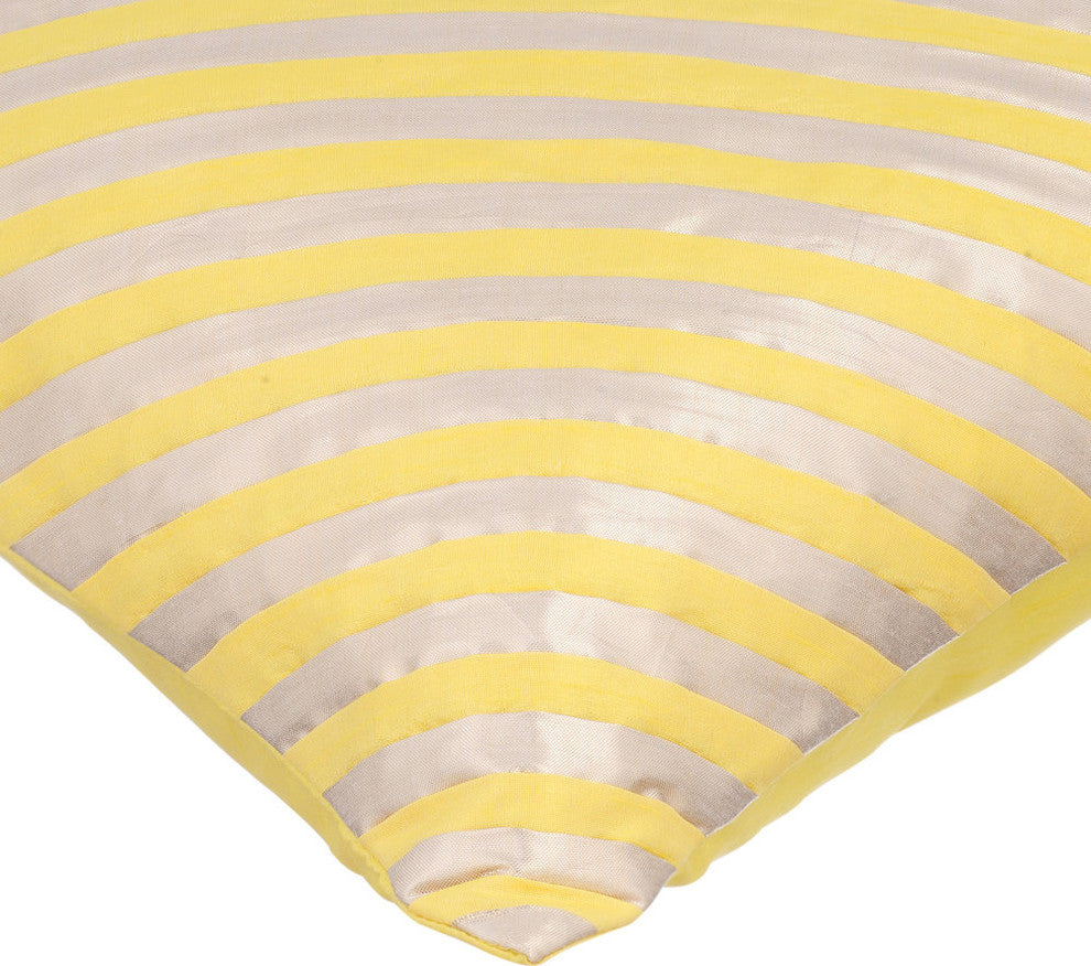Yellow Decorative Pillow Covers 14"x14" Silk, Unfolding Yellow