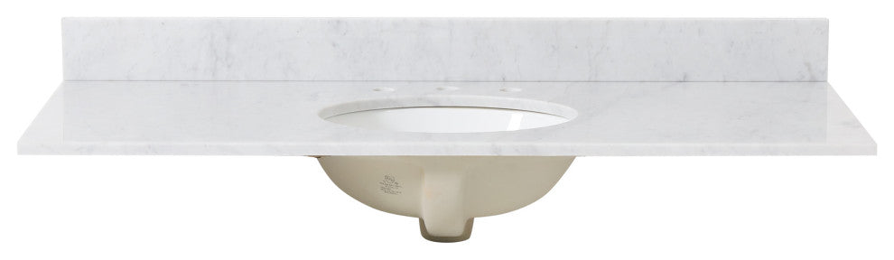 Grace Contemporary 48" Wood Single Sink Bathroom Vanity With Marble Counter Top, White