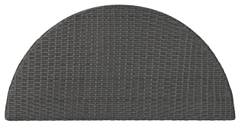 Harper Outdoor Wicker Half-Round Coffee Table, Gray