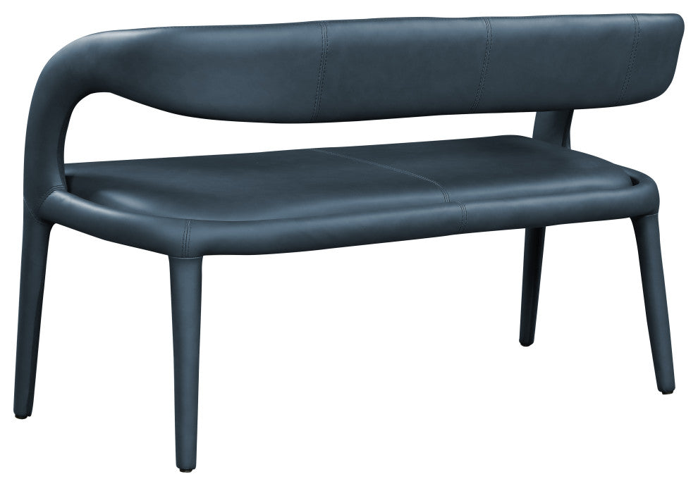 Sylvester Faux Leather Bench, Navy