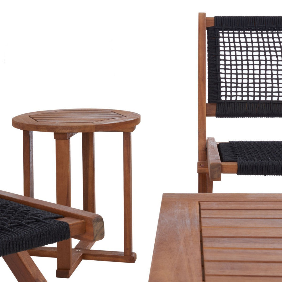 Safavieh Kobina 5 Piece Outdoor Living Set, Natural/Black Rope