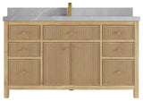 Sonoma Teak 60" Single Bath Vanity in Light  Natural With 2" Pearl Gray Quartz