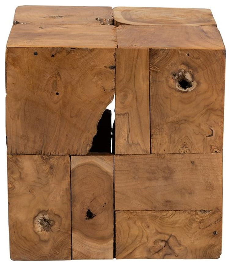 Eldora Rustic Transitional Natural Brown Teak Root End Table