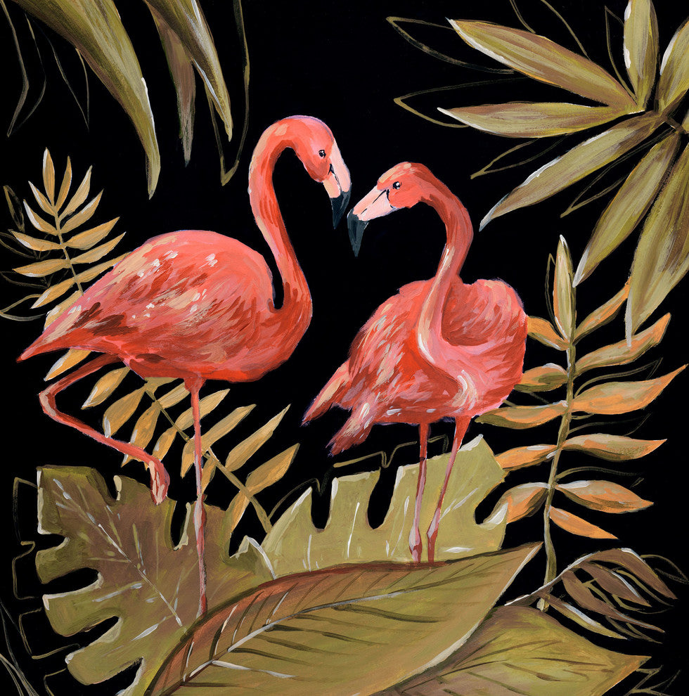 "Flamingos Sweetheart II" Painting Print on Wrapped Canvas, 48"x48"