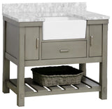 Charlotte 42" Bathroom Vanity, Weathered Gray, Carrara Marble