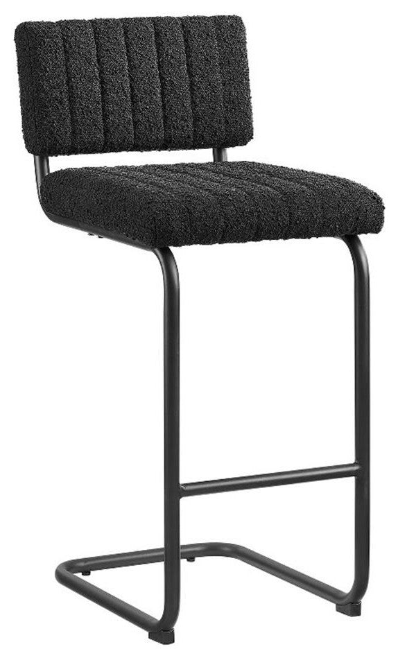 Modway Parity 28" Upholstered Fabric Counter Stool in Black (Set of 2)