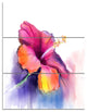 "Red Yellow Hibiscus Flower in Blue" Metal Wall Art, 3 Panels, 28"x36"