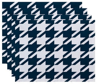Houndstooth Geometric Print Placement, Deep Sea, Set of 4