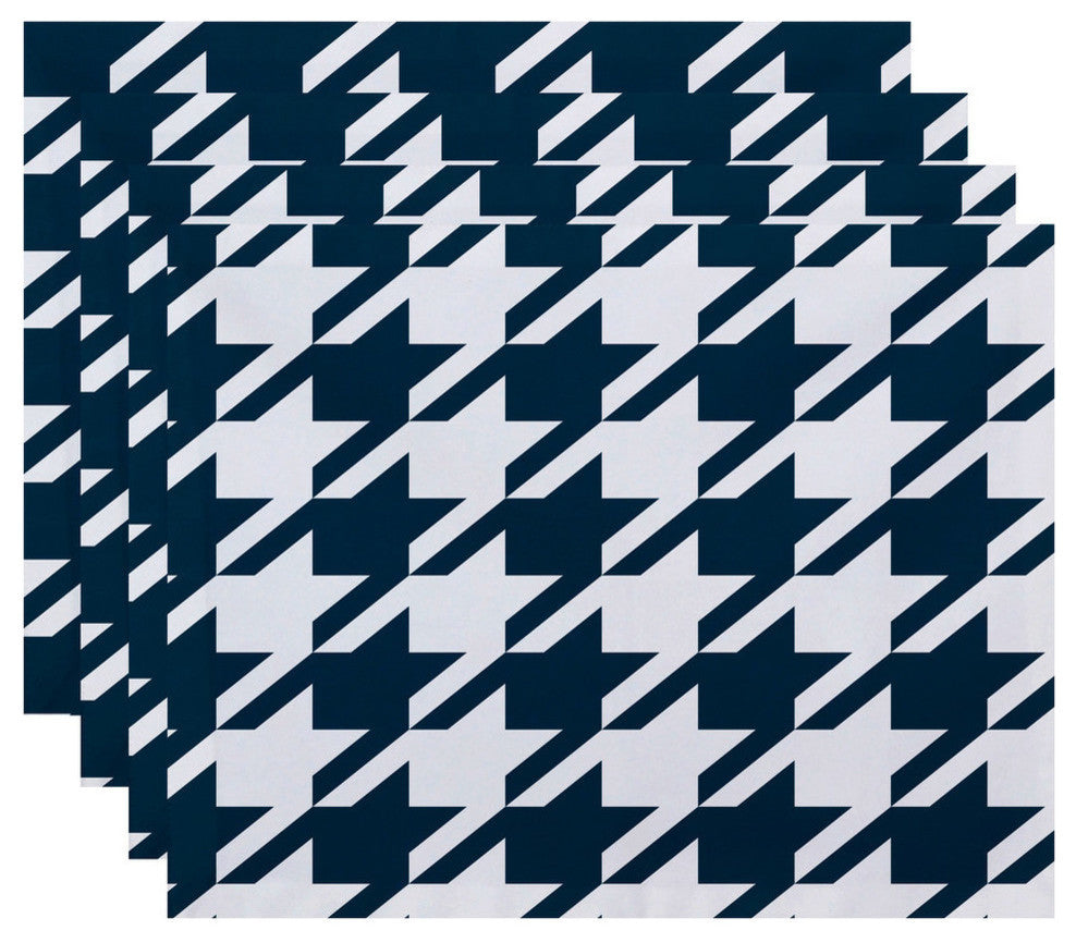 Houndstooth Geometric Print Placement, Deep Sea, Set of 4
