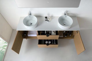 Newton Bath Vanity, Whitewash Oak, 72", Double Sink, Freestanding