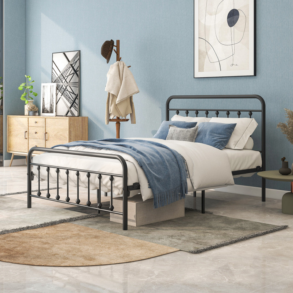 Gewnee FULL Metal Platform Bed Frame with Headboard