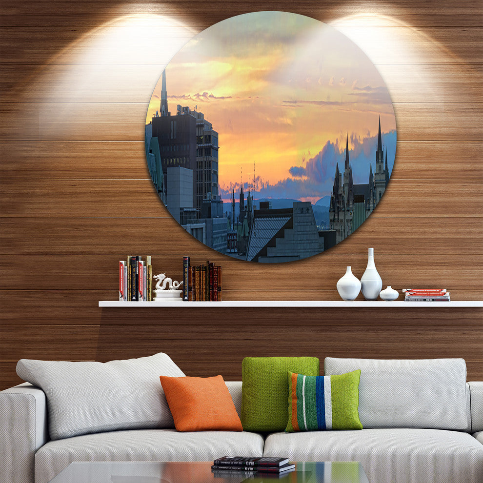 Ottawa City Panoramic, Cityscape Photo Large Disc Metal Wall Art, 36"