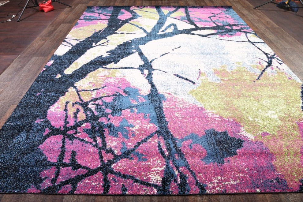 Agra Abstract Oriental Artistic Print Area Rug, Multi, 5x8'