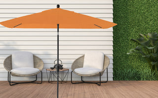 Pismo Dawn 9'x7' Rectangular Premium Push Tilt Market Umbrella, Black Frame, Tus