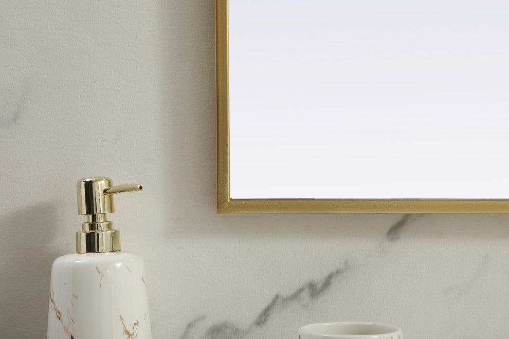 Metal Frame Arch Mirror 40X34 Inch, Brass