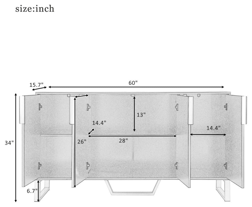 TATEUS 60"Modern dining Buffets sideboard Kitchen Cabinet, White