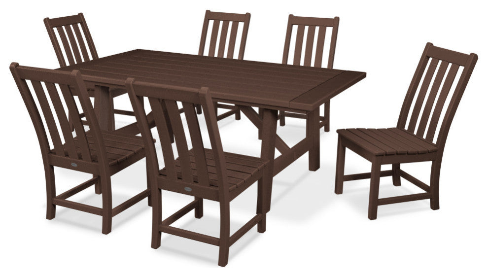 POLYWOOD Vineyard 7-Piece Rustic Farmhouse Side Chair Dining Set