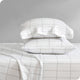 1800 Microfiber Sheet Set, Grid White/Graphite, Cal King