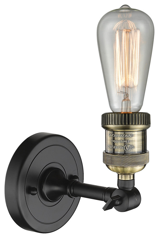 Bare Bulb 1 Light Sconce, Black Antique Brass