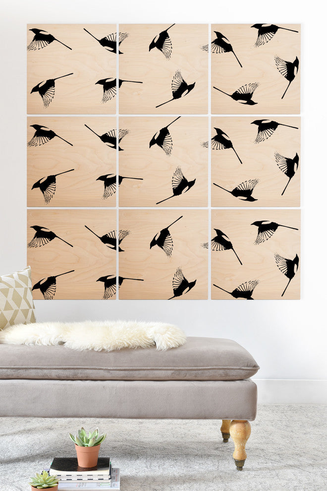 Deny Designs Elisabeth Fredriksson Magpies Wood Wall Mural, 3'x3'