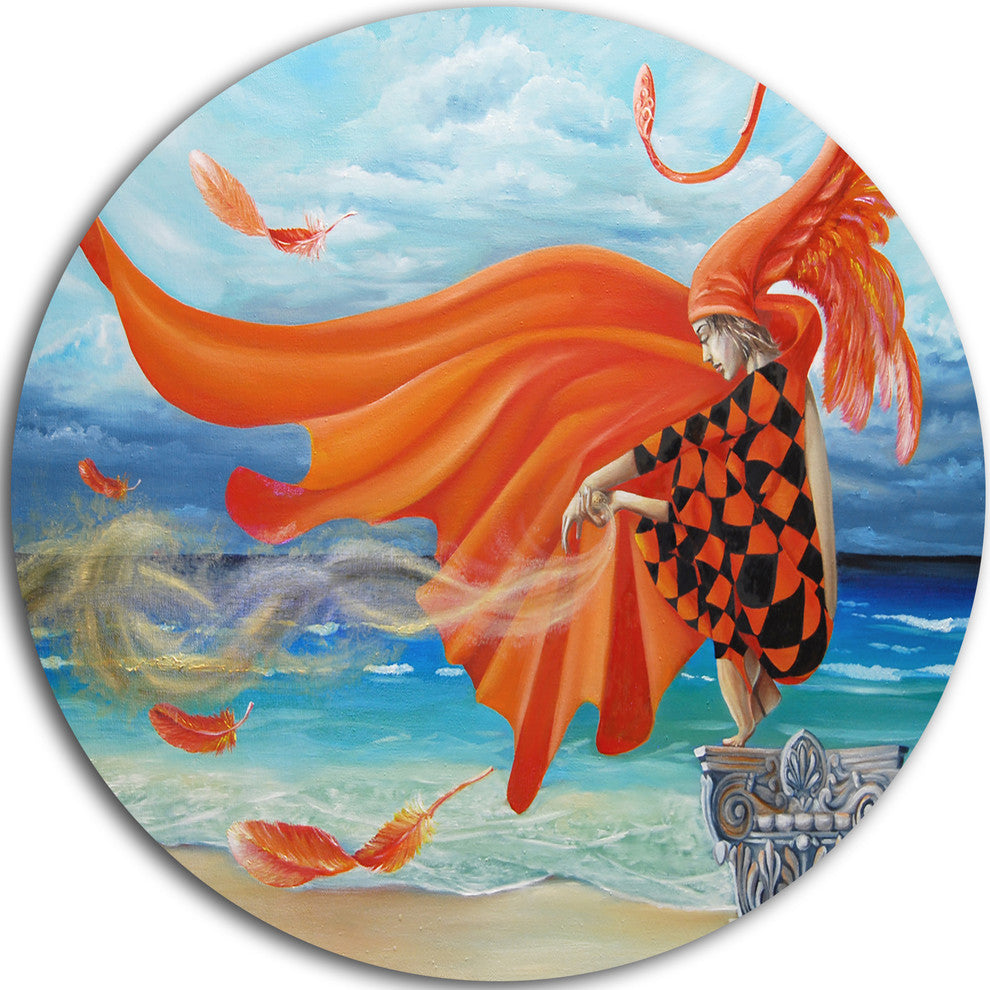 Wind Blows All, Abstract Digital Art Round Metal Wall Art, 23"