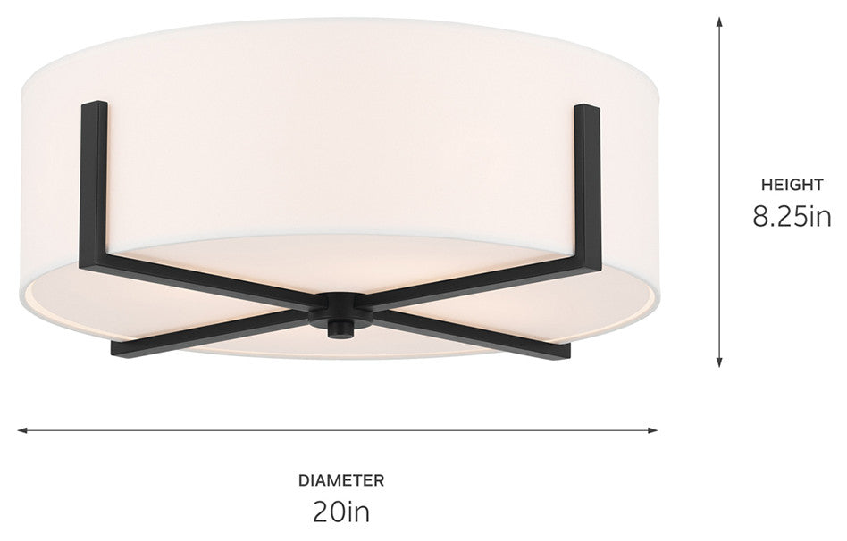 Malen 2 Light Flush Mount Light, Champagne Bronze, Black, 4 Light