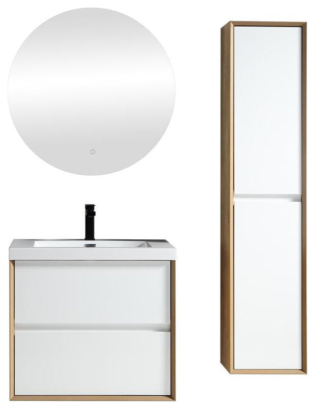Ashley 24'' Floating Vanity, Acrylic Top, Gloss White