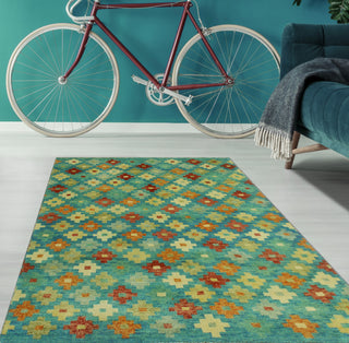 Balochi Altha Blue/Ivory Rug, 4'10 x 6'8