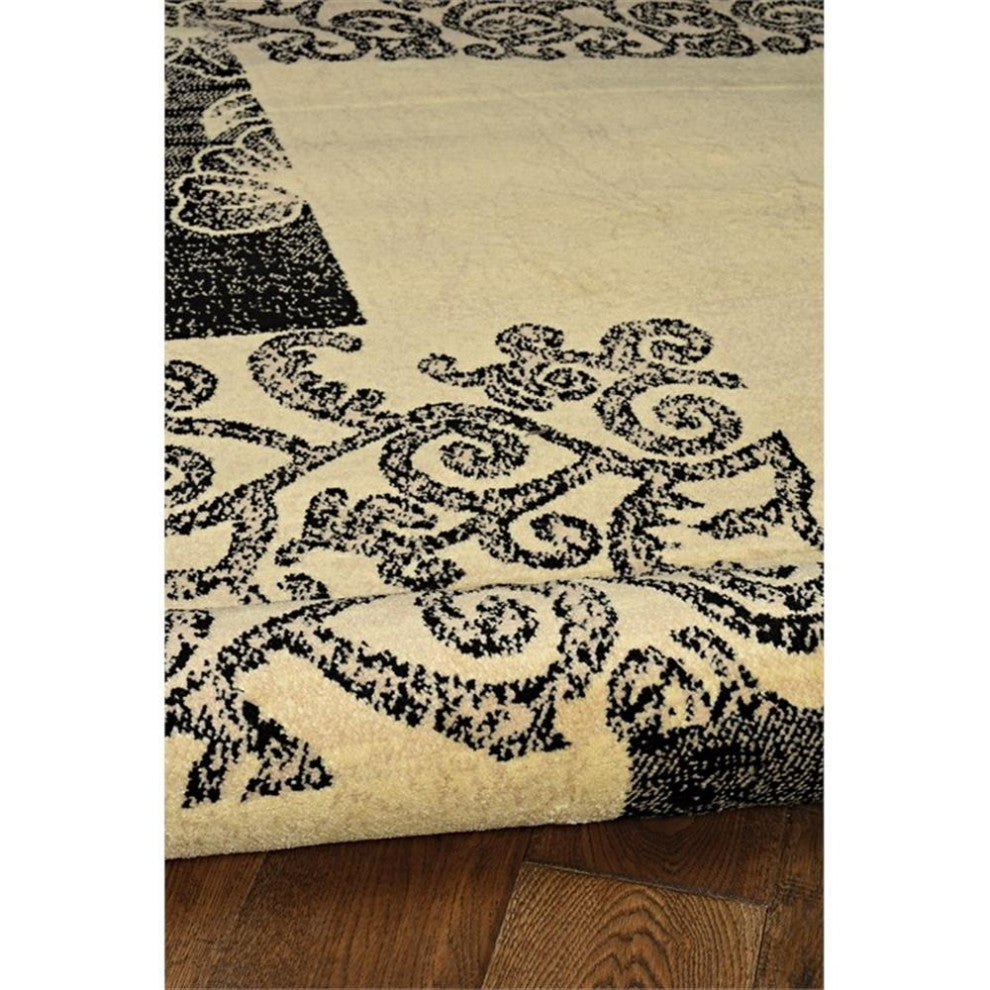 Linon Elegance Napa Patchwork Power Loomed Polypropylene 5'x7'3" Rug in Cream