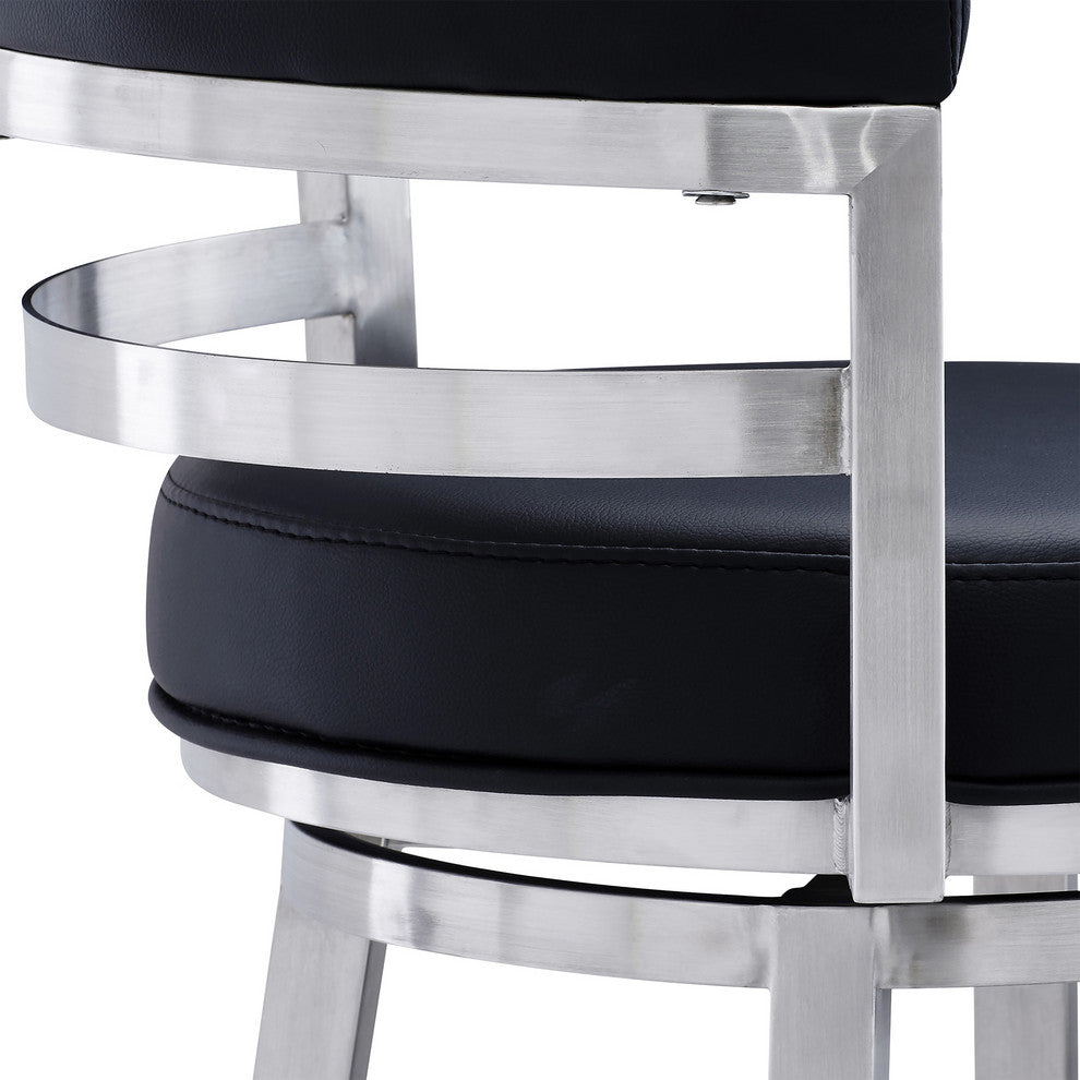 Madrid Swivel Stool, Black, 26"
