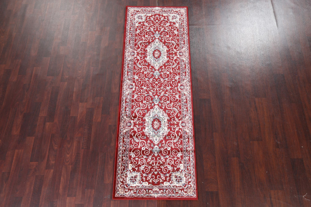 Red Floral Medallion Transitional Turkish Rug Oriental Carpet 3x8