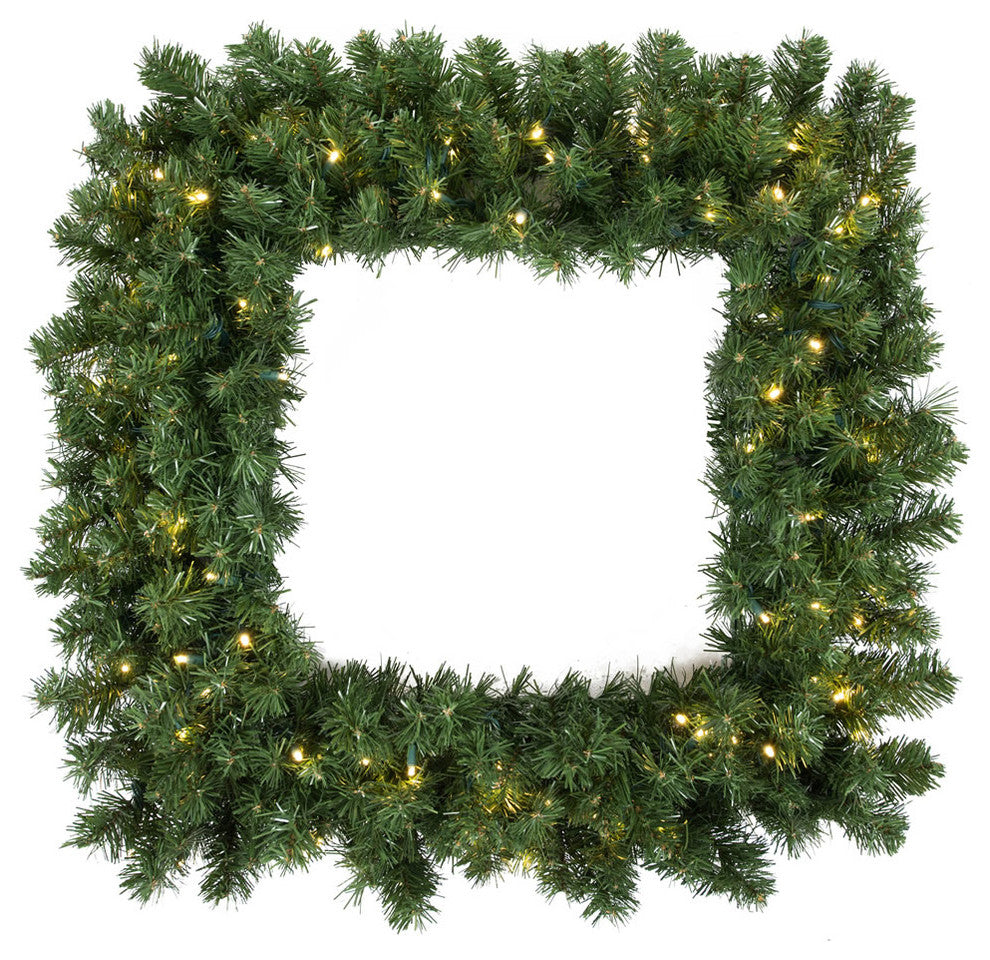 Vickerman G126031 30" Grand Teton Christmas Square Wreath, Clear Mini Lights